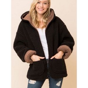 Reversible Black and Brown Sherpa Jacket
